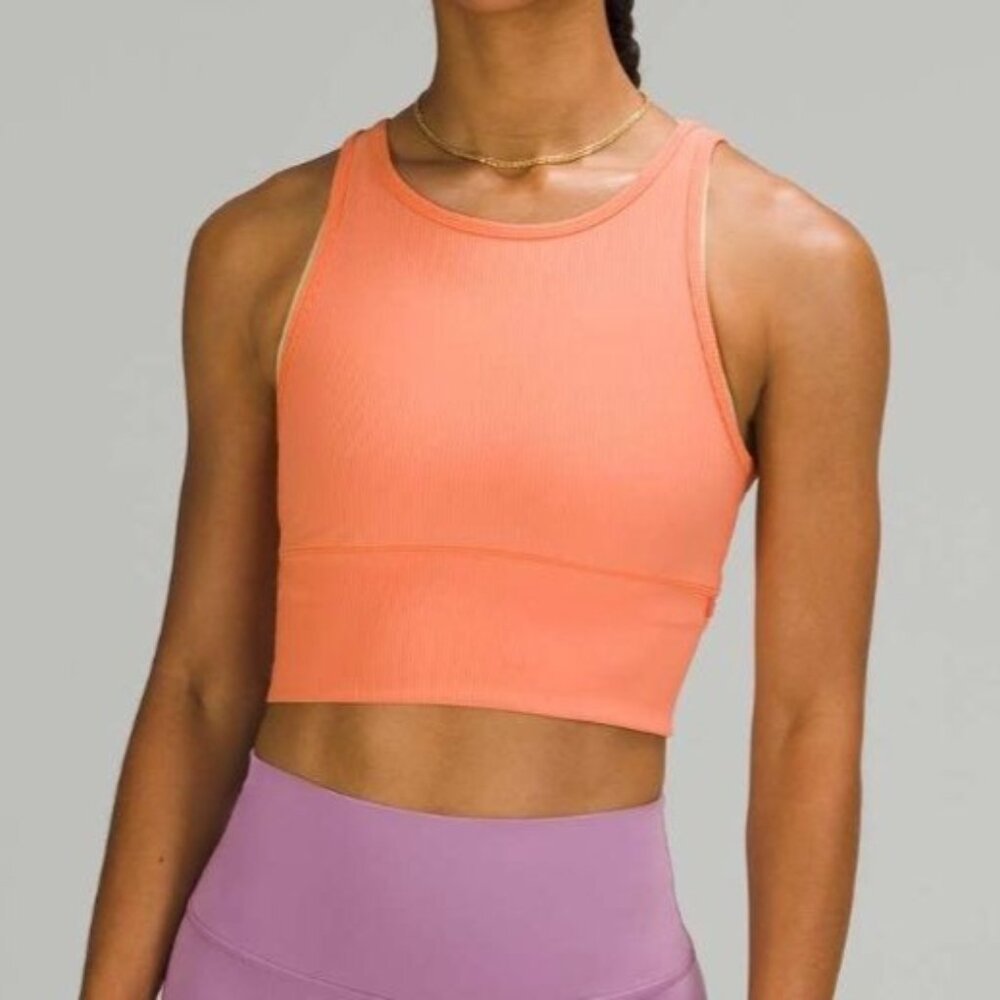 Lululemon Power Pivot Reversible Ribbed Tank Top Sz 6 Golden Apricot